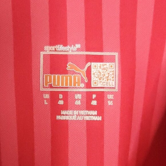 Puma Pink Striped Sleeveless Polo Shirt Large - Picture 4 of 4